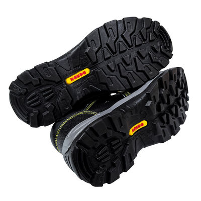 কালো অ্যান্টি-স্ম্যাশিং অ্যান্টি-পিয়ার্সিং স্টিলের আঙুলের নিরাপত্তা কাজের জুতা